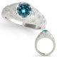 1 Carat Blue Real Diamond Classy Vintage Engagement Ladies Ring 14K Gold