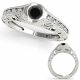 0.25 Carat Black Real Diamond Designer Shank Antique Wedding Ring 14K Gold