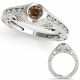 0.25 Carat Champagne Real Diamond Designer Shank Antique Wedding Ring 14K Gold