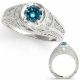 0.5 Carat Blue Real Diamond Classy Antique Engagament Ring Fine 14K Gold