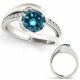 Blue Diamond Antique Round By Pass Engagement Ring 14K Gold