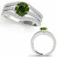 1.5 Carat Green Diamond Beautiful Multi 3-Row Engagement Ring 14K Gold