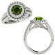 1.25 Carat Green Real Diamond Fancy Halo Design Engagement Bridal Ring 14K Gold