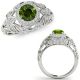 1.25 Carat Green Real Diamond Cushion Halo Wedding Bridal Band Ring 14K Gold