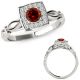 0.5 Carat Red Real Diamond Square Halo Engagement Fancy Bridal Ring 14K Gold