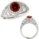 1.25 Carat Red Real Diamond Classy Design Halo Engagement Women Ring 14K Gold