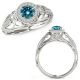 0.75 Carat Blue Real Diamond Fancy Design Halo Anniversary Bridal Ring 14K Gold