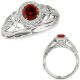 0.75 Carat Red Real Diamond Fancy Design Halo Anniversary Bridal Ring 14K Gold