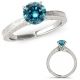 Blue Real Diamond Milgraining Solitaire Victorian Ladies Ring 14K Gold