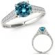 Blue Real Diamond Simple Channel Set Wedding Bridal Ring 14K Gold