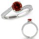 1 Carat Real Red Diamond Milgraining Filigree By Pass Solitaire Bridal Ring 14K Gold