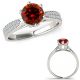 0.9 Carat Real Red Diamond Cathedral Double Row Band Bridal Ring 14K Gold