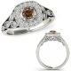 0.25 Carat Real Champagne Diamond Halo Vintage Cocktail Designer Bridal Ring 14K Gold