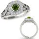 0.25 Carat Real Green Diamond Halo Vintage Cocktail Designer Bridal Ring 14K Gold