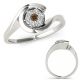 0.1 Carat Real Champagne Diamond 7 Seven Stone Solitaire Bezel Bridal Ring 14K Gold