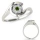 0.1 Carat Real Green Diamond 7 Seven Stone Solitaire Bezel Bridal Ring 14K Gold