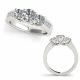 1.25 Carat G-H Diamond Three Stone Unique Designer Bridal Ring 14K Gold