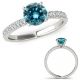 Blue Real Diamond Solitaire Eternity Wedding Promise Ring 14K Gold