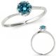 0.5 Carat Blue Real Diamond Flower Design Fancy Solitaire Bridal Ring 14K Gold