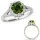 1 Carat Green Real Diamond Split Shank Bridal Anniversary Promise Halo Ring 14K Gold