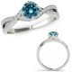 0.75 Carat Blue Real Diamond By Pass Infinity Bridal Promise Solitaire Ring 14K Gold