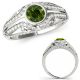 1.5 Carat Green Real Diamond Halo Bezel Designer Wedding Fancy Ring 14K Gold