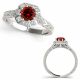 Red Diamond Designer Filigree Beautiful Halo Ring 14K Gold