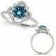 1.25 Carat Blue Diamond Beautiful Halo Engagement Promise Ring 14K Gold