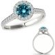 0.75 Carat Blue Real Diamond Wedding Anniversary Fancy Bridal Halo Ring 14K Gold