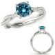 1.15 Carat Blue Real Diamond Infinity Crossover By Pass Basket Prong Ring 14K Gold