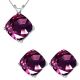 Cushion CZ Alexandrite Birthstone Pendant Earring Set 14K Gold