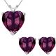 CZ Heart CZ Alexandrite Gemstone Pendant Earring Set 14K Gold