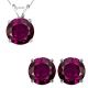 Round CZ Alexandrite Gemstone Pendant Earring Set 14K Gold