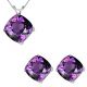 Cushion CZ Amethyst Birthstone Pendant Earring Set 14K Gold