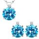 Blue Topaz Round Gem Stone Set Pendant Earring 14K Gold Diamond