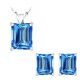 Emerald CZ Blue Topaz Birthstone Pendant Earring Set 14K Gold