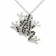 0.61 Carat Black Diamond Frog Pendant Necklace Chain 14K Gold