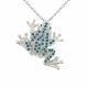 0.61 Carat Blue Diamond Frog Pendant Necklace Chain 14K Gold