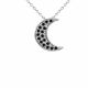 0.71 Carat Black Diamond Crescent moon Pendant Chain 14K Gold