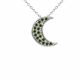 0.71 Carat Green Diamond Crescent moon Pendant Chain 14K Gold