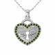 0.28 Carat Green Diamond Heart Pendant Necklace Chain 14K Gold