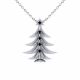 0.1 Carat Black Diamond Christmas Tree Pendant Chain 14K Gold