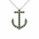 0.54 Carat Green Diamond Anchor Pendant Necklace Chain 14K Gold