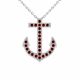 0.54 Carat Red Diamond Anchor Pendant Necklace Chain 14K Gold