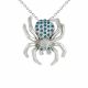 0.48 Carat Blue Diamond Spider Pendant Necklace Chain 14K Gold