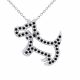 0.22 Carat Black Diamond Dog Pendant Necklace Chain 14K Gold