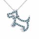 0.22 Carat Blue Diamond Dog Pendant Necklace Chain 14K Gold