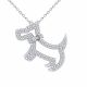 0.22 Carat Fancy Real G-H Diamond Dog Pendant Necklace + Chain 14K Gold