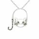 0.12 Carat Black Diamond Cat Pendant Necklace Chain 14K Gold