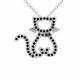 0.27 Carat Black Diamond Cat Pendant Necklace Chain 14K Gold